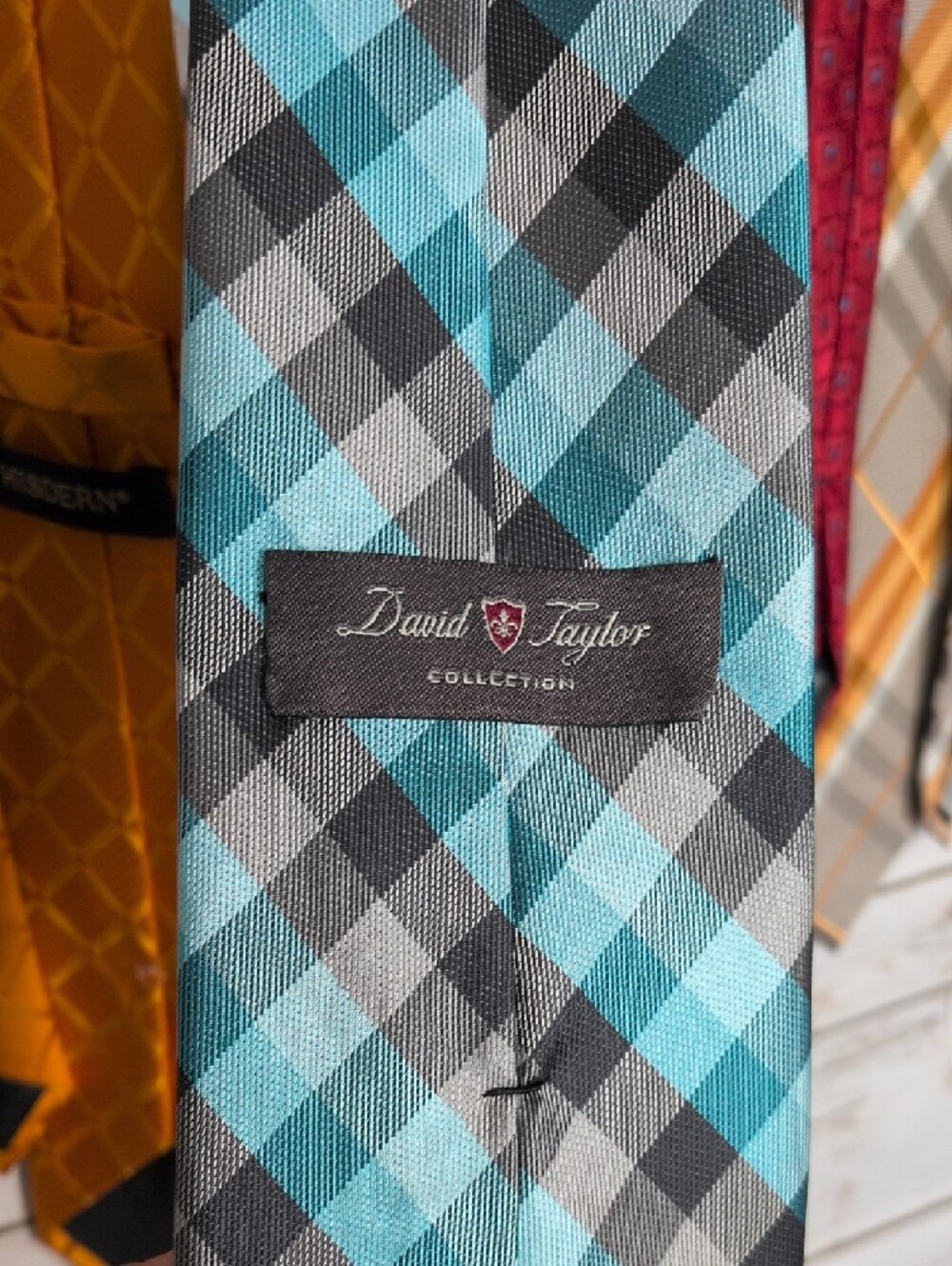 David Taylor Men's Gold, Teal, Burgundy & Gray Patterned Neckties - 4-Pack - Picture 7 of 9